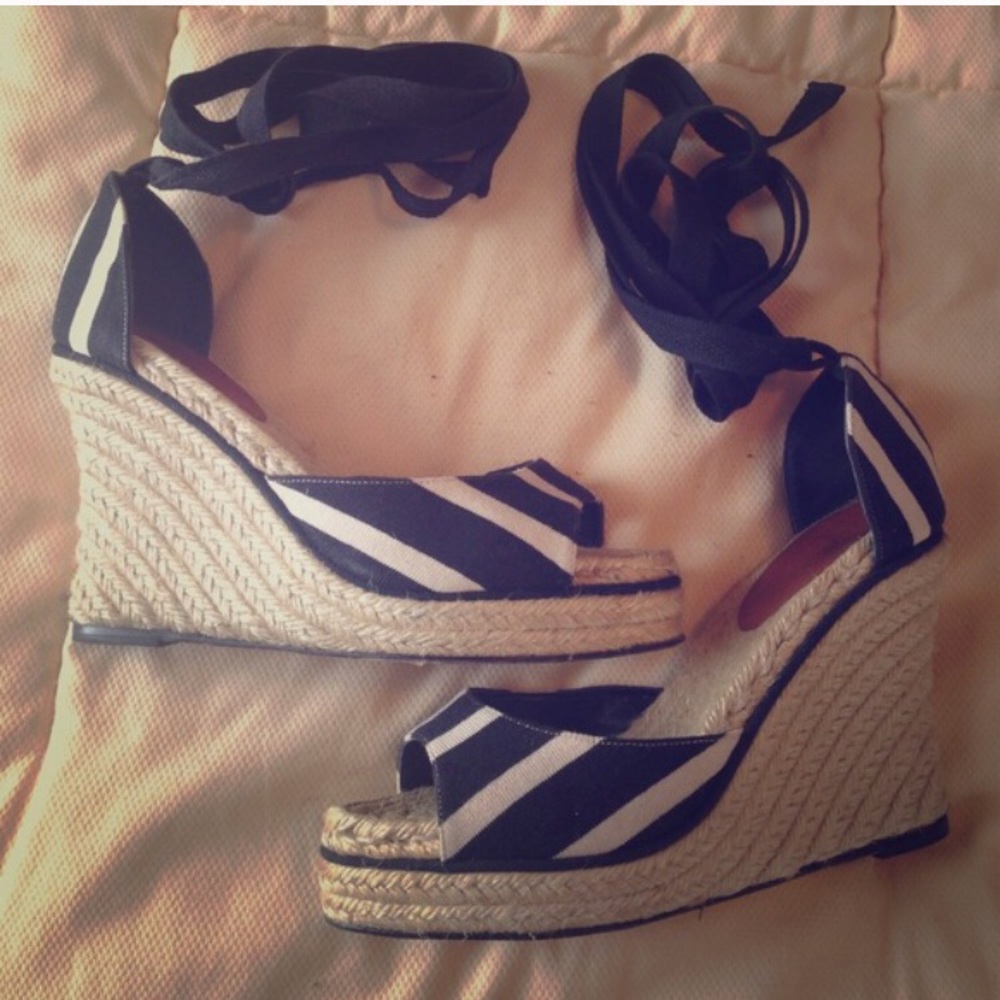 Kate Spade Black & White Stripe Espadrilles